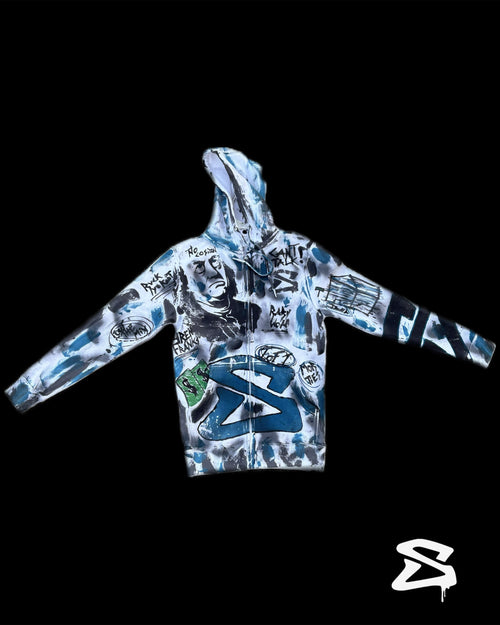 BEN FRANK FRENCH BLUE GRAFFITI ZIP-UP