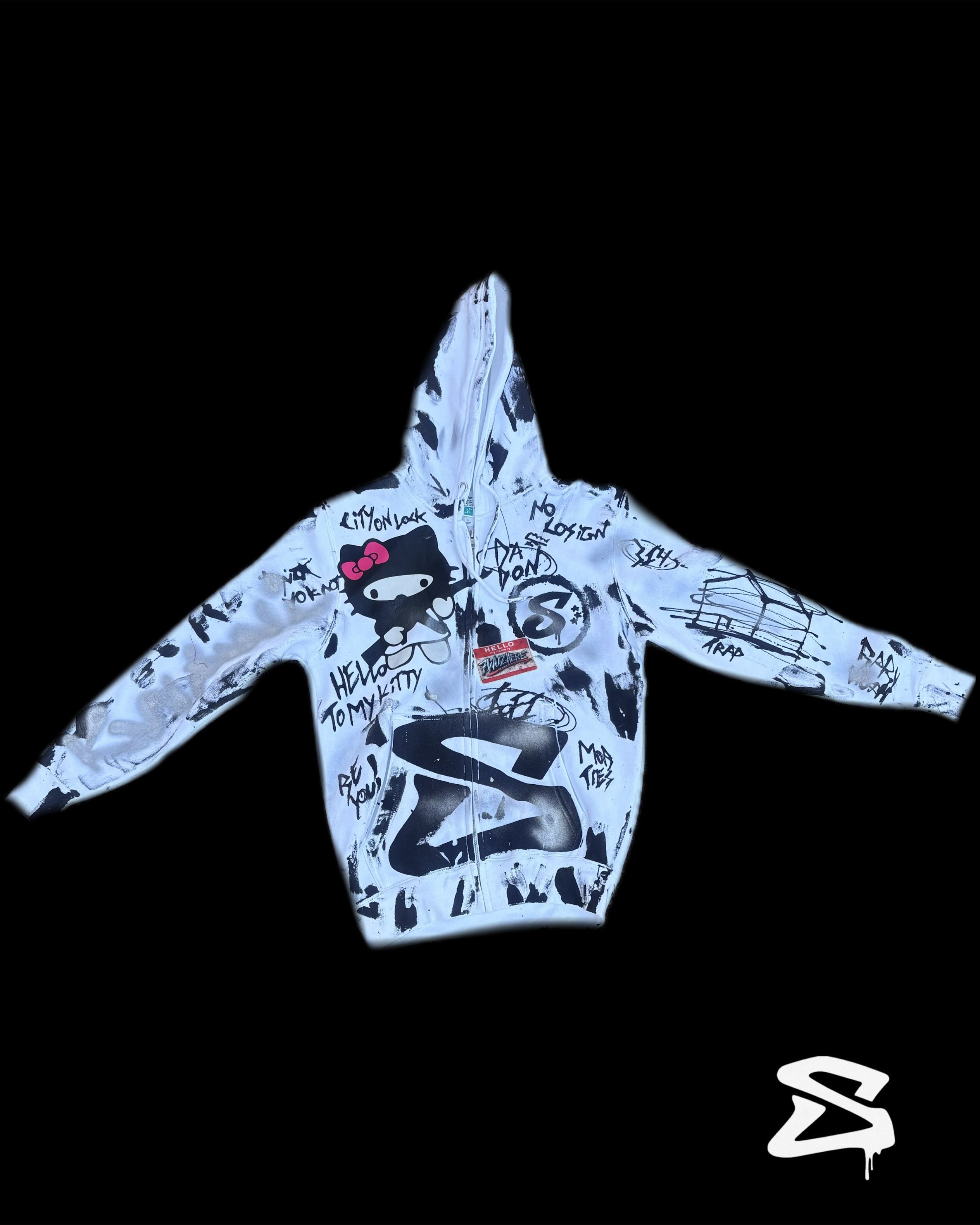 White Hello kitty graffiti zip up