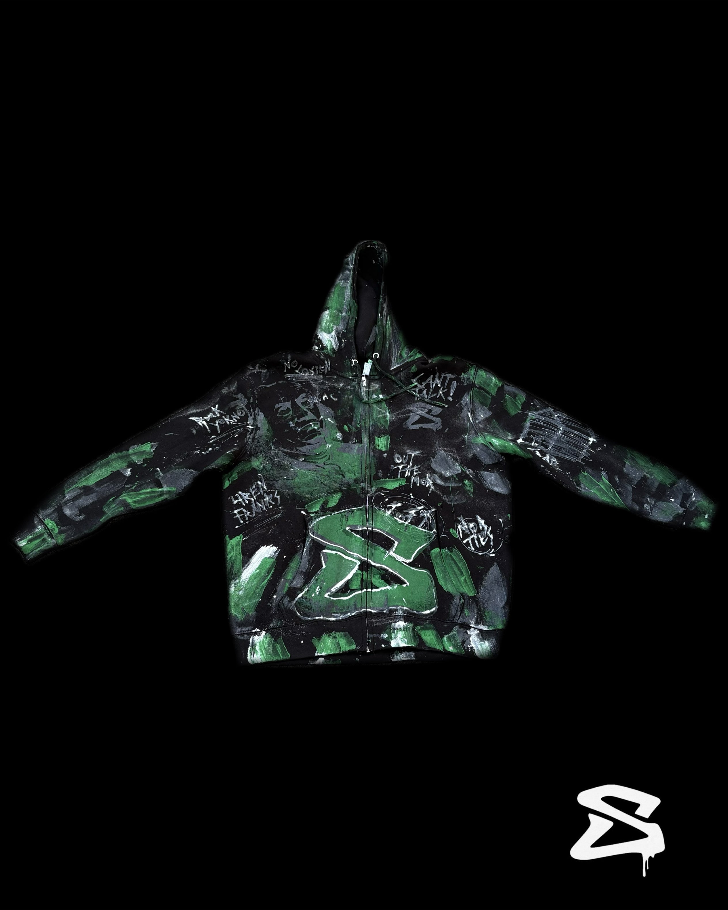 BEN FRANK GREEN X WHITE ZIP-UP