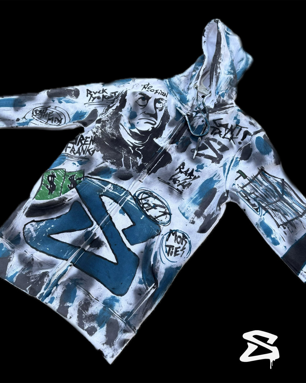 BEN FRANK FRENCH BLUE GRAFFITI ZIP-UP